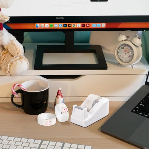 Desktop Tape Dispenser White,Weighted Nonskid Base,Includes 6 Rolls of Tape - color: White (6pcs Tape)