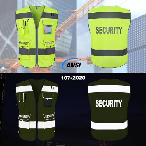 TCCFCCT Security Vest for Security Guard 9 Pockets Safety Vest, Yellow S - color: Yellow-bison 09, size: Small