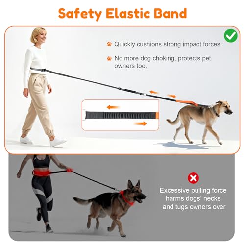 XiaZ Hands Free Dog Leash,Versatile Crossbody Dog Leash with Waist Support Strap,5.9-7.9 FT Waist Belt with Double Handles for Small Medium and Large Dogs Walking, Running and Jogging, Black - color: Black