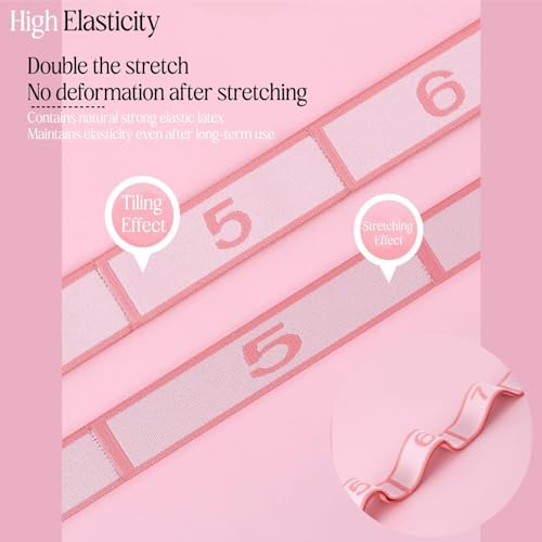 Multi-Loop Stretch Band - Yoga, Pilates, Ballet, and Physical Therapy Stretching Strap for Flexibility, Leg Stretching, and Exercise - Durable Stretching Equipment - color: Pink - 11 Loops