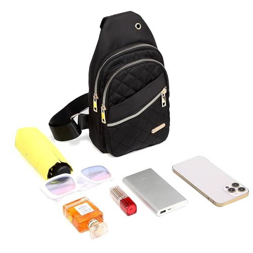 AOSTIHOT Crossbody Sling Bag Small Sling Backpack for Women, Chest Daypack Crossbody Shoulder for Travel Sport Running Hiking Black - color: Black