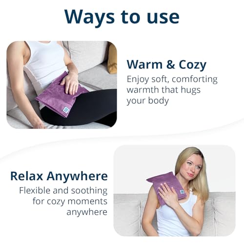 Microwave Heating Pad - Moist Heat Warm Compress for Back, Neck and Cramps - color: Moonlit Lilac