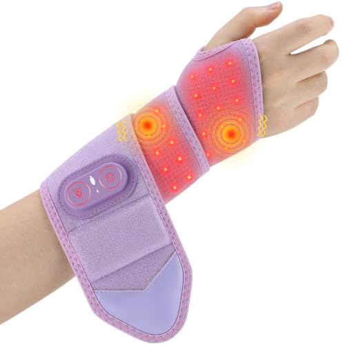 Wrist Hand Heating Pad with Red Light Massage for Carpal Tunnel - color: Purple