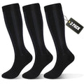 FULLSOFT Medical Graduated 30-40mmHg Compression Socks for Women&Men Circulation Knee High Socks Hiking Running Stockings - color: 00-3 Pack-black, size: Large-X-Large