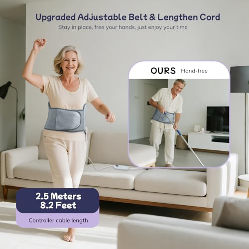 Heating Pad for Back, Upgraded Electric Heating Pad for Low Back Neck Shoulder Pain Relief, 12 x 24+26" Large Heat Pad with 4 Timer 6 Heat Setting & Auto Shut Off, Christmas Birthday Gifts for Men Dad - color: Gray