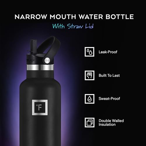 IRON °FLASK 24 oz Narrow Mouth Water Bottle with Straw - color: Lavender