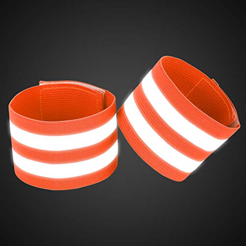 X AUTOHAUX 4 Pcs Reflective Bands for Wrist High Visibility Night Safety Cycling Riding Reflector Tape Straps Bracelet - color: Orange