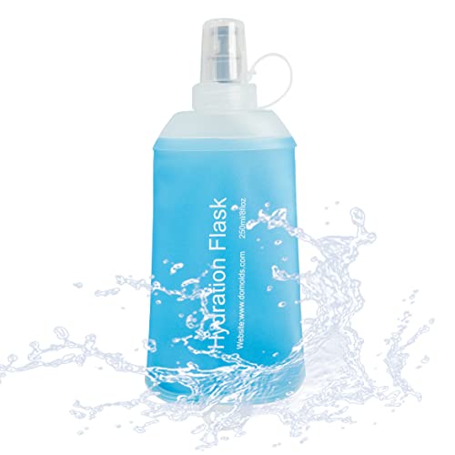 J.CARP 250ml Soft Flask Running Water Bottles, TPU Foldable Running Hydration Flask for Hydration Pack Cycling Hiking Climbing Outdoors Motorbike - color: Blue, 250ml