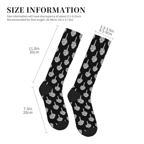 Compression Socks Knee High Support Stockings Women Men - color: Middle Finger Skull
