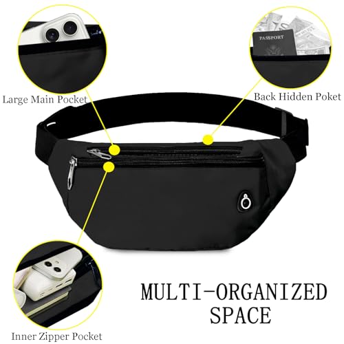 Fanny Pack for Women Men,Crossbody Water Resistant Sports Waist Bag Pack - color: 2pack-black/black