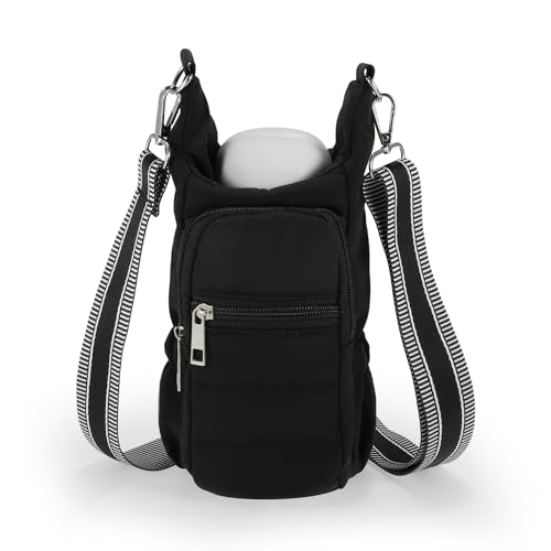 Water Bottle Carrier Bag with Adjustable Strap, for 18/32/40oz Bottle - color: Black