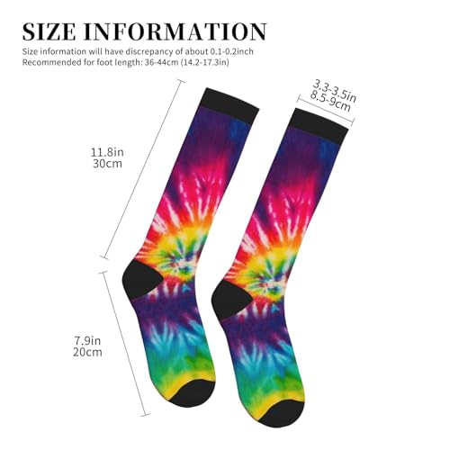 Tie Dye Compression Socks Knee High Support Socks For Women Men Running Athletic Hiking - color: Tie Dye