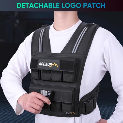 APEXUP Weighted Vest Men, Adjustable Weight Vest for Running - color: Black, size: With Weights-40lbs