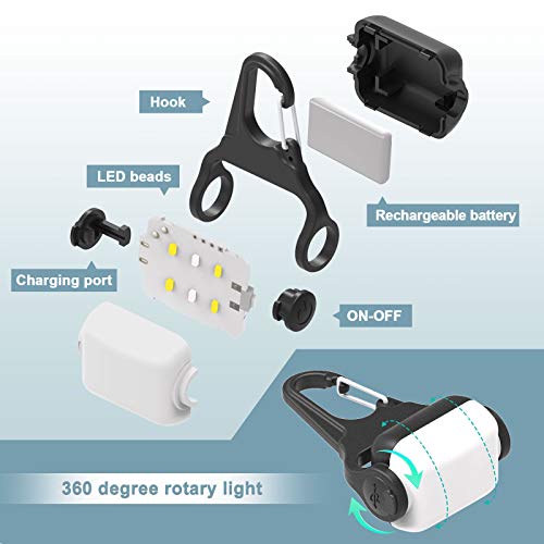 Dog Lights for Night Walking, Clip on Dog Collar Light - 3 Modes, USB-C Rechargeable, IP65 Waterproof, LED Safety Light for Running, Camping, Climbing, Bike - color: White-2pcs-3Modes