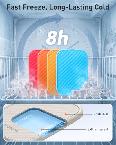 TOURIT 4 Pack Reusable Slim Ice Packs for Lunch Boxes and Coolers - color: Baby Blue