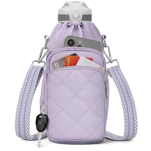 SYTRAH Water Bottle Bag Crossbody，Insulated Holder Purse - color: Purple