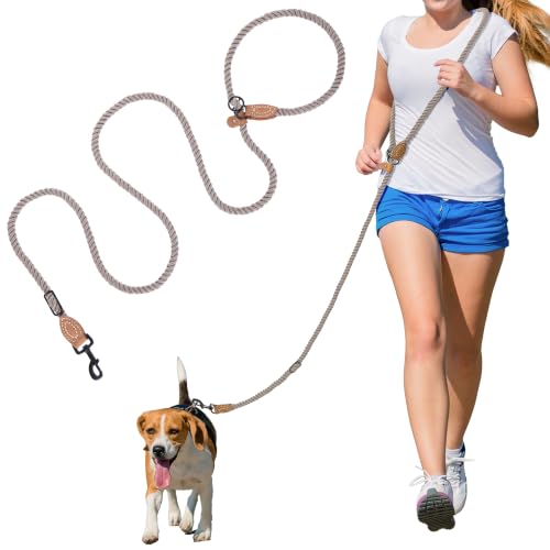Mile High Life Hands Free Dog Leash, Crossbody Waist Leash with Genuine Leather Connection, Multifunctional Adjustable Slip Lead for Dog Walking Running (Camel, 8FT) - color: Camel, size: 8FT Hands Free