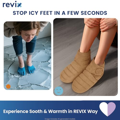REVIX Microwavable Booties for Cold Feet, Foot Warmers, Mocha S - size: S/M, style: Mocha