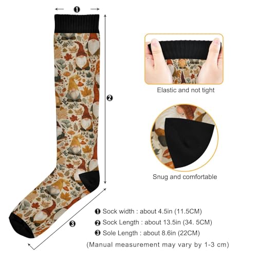 Wusikd Milk Cow Compression Socks for Women and Men Circulation Flowers Long Socks for Athletic Running 2 - color: Autumn Gnomes