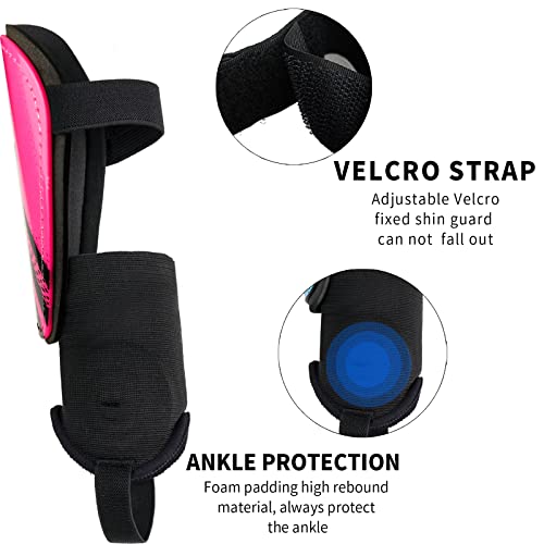 Newox Soccer Shin Guards for Kids Youth Toddler - color: Pink+Black, size: Medium