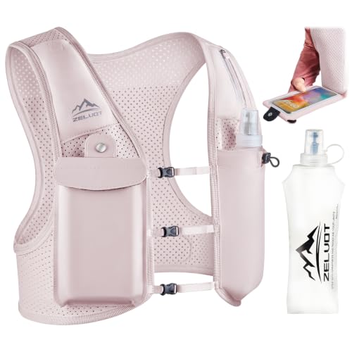 Zelvot Running Vest for Women Men, Touchscreen Phone Pocket - color: Pink, size: Large-X-Large