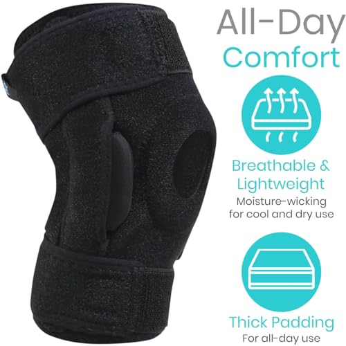 Vive Hinged Knee Brace - Relieves ACL, MCL, Meniscus Tear - Lightweight - color: Black, size: Medium