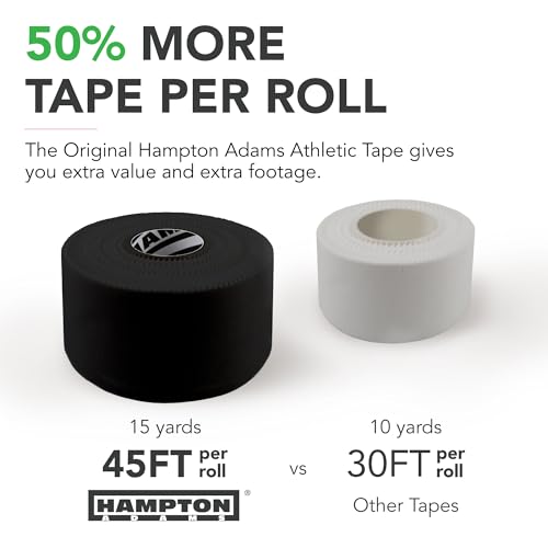 Hampton Adams Athletic Sports Tape, Very Strong, Easy Tear, No Residue - color: Black (1.5 Inch)