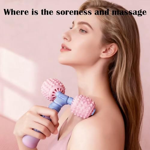 Ryoma Cat Paw Dual-Roller Massager, Portable Handheld Massage Roller, Muscle Kneading Sensation, Silicone Softness Comfortable Massage Tool, Suitable for Gifting and Personal Use