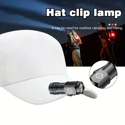 Mini LED Flashlight, ABS Material Hat Clip Torch with Back Clip Design, Portable Clip-On Light for Fishing Night Running Household Use