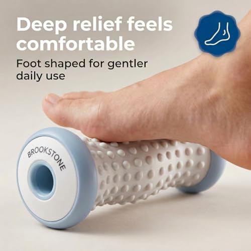 Brookstone Foot Roller Massager Plantar Fasciitis - Hot and Cold Foot Roller Massage for Tension Relief - Microwave & Freezer Safe - Relax The Muscles with Plantar Fasciitis Rollers (Gray) - color: Gray