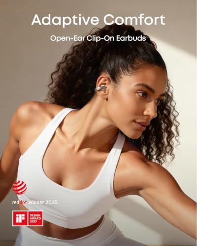 Soundcore AeroClip by Anker Open Ear Earbuds, Clip On Earbuds, Open Ring - color: Champagne Mist