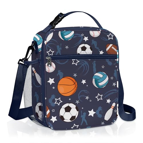 Clastyle Car Insulated Kid Lunch Bag for Boy Lunch Box, Basketball Football - color: Ball