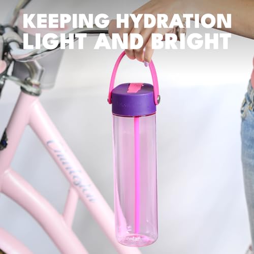 Elemental Splash 26oz Tritan Plastic Reusable Water Bottle w/Straw & Strap - color: Berry Blast, size: 26 Ounces