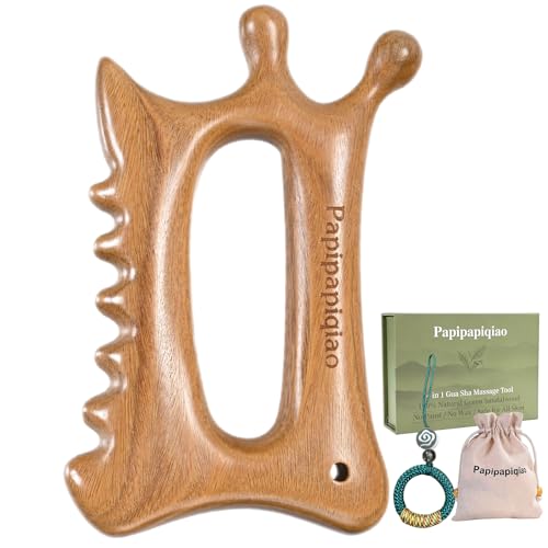Wood Therapy Massage Tools – Wooden Manual Guasha Tool, Handheld Body & Scalp Massager, Trigger Point Scraper, Reflexology & Lymphatic Drainage Inspired Wooden Massage Tool for Face, Neck, Back & Legs - color: Sandalwood Veil
