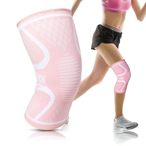 Knee Compression Sleeve | Non-Slip Knee Brace for Running & Weightlifting - color: Pink, size: Small (Pack of 1)