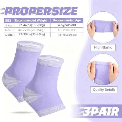 Tarpop 3 Pair Girls Ankle Brace Compression Sleeves, Purple, Medium - color: Purple, size: Medium