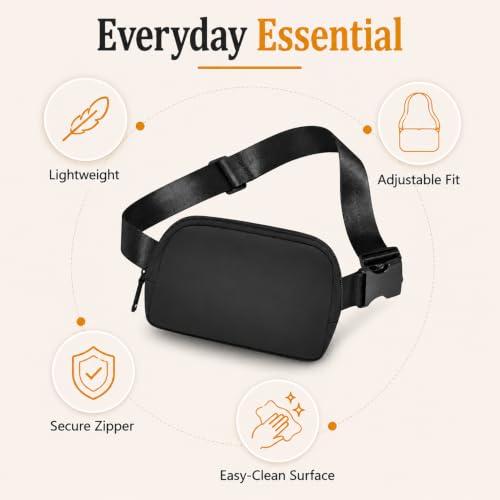 Fanny Pack, Adjustable Crossbody Waist Bag, Black - color: Black