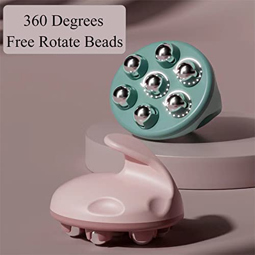 WMM Hand Held Massager, Full Body Massage Tool with Roller Ball Massager Manual 360-degree-roller for Muscle Back Neck Joint Foot Shoulder Leg Pain Relief with Portable Design - color: Blue