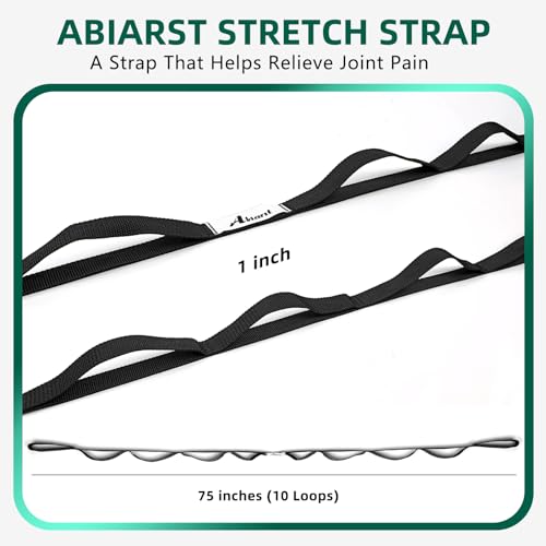 Abiarst Stretching Strap Yoga Straps for Physical Therapy, 10 Loops Non-Elastic Stretch Band for Pilates, Flexibility, Exercise and Gymnastics - color: 1-Pack (Black)