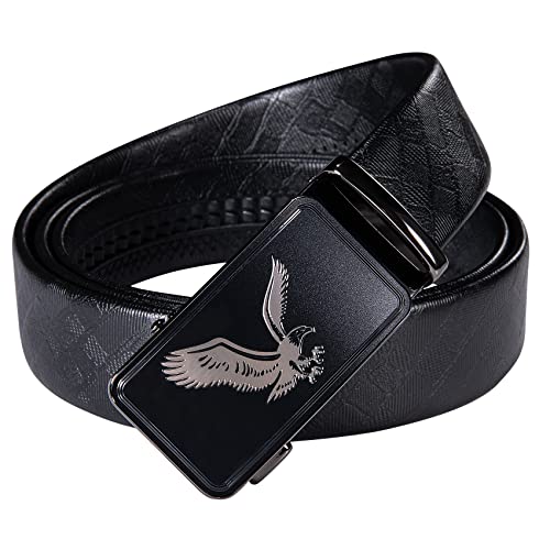 Dubulle Ratchet Belt for Men Leather Adjustable Designer Fashion Buckle - color: Black Eagle Buckle, size: Adjustable Fit 22" to 38" Waist