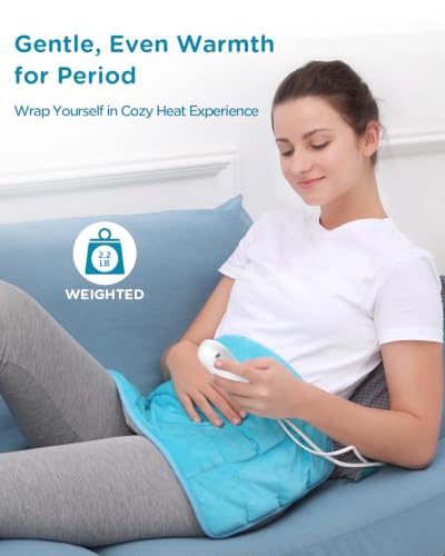 Comfytemp Weighted Heating Pad for Period & Back, FSA XL Heat Pad, 12"x24" - color: Light Blue