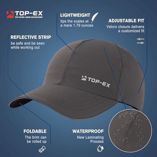 TOP-EX Oversize XL XXL XXXL Baseball Cap Waterproof Running Hat for Extra Large Heads Men - color: Dark Grey, size: X-Large