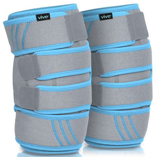 Vive Knee Ice Pack Wrap (2 Pack) - Cold/Hot Gel Compression Brace - color: Gray