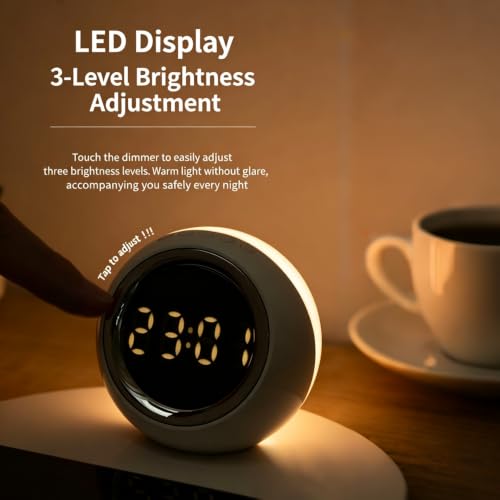 IHAO 3in1 Wireless Charging Station with Dual Alarm Clock & Night LightFast Wireless Charger for Phone iWatch Earbuds Touch Control Dimmable Bedside Lamp Elegant Design for Bedroom Desk K22T White - color: Wireless Charger Alarm Clock K22t White