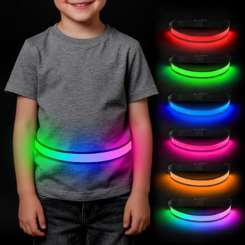 BSEEN LED Running Waist Belt - USB Rechargeable Reflective Glowing LED Waistband, Flashing Safety Light Belt for Runners, Joggers, Walkers, Pet Owners, Cyclists - color: RGB-S(90cm)
