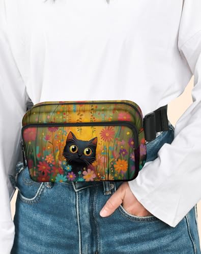 Cat Fanny Pack Fashion Belt Bag Lightweight Waist Pouch with Adjustable Strap Mini Crossbody Bags for Women Travel Sports Running - color: Orange