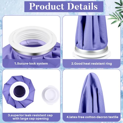 Honoson Reusable Ice Bags for Injuries 2 Pack, 6” Hot & Cold Ice Packs, Leak Proof Cold Compress for Pain Relief, Swelling, Sprains, Headache, Fever & Summer Cooling Relief, Toothache(Purple) - color: Purple