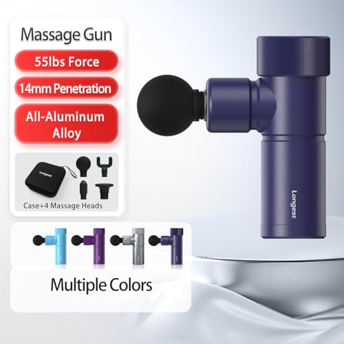 LONGEST Mini Massage Gun for Pain Relief, 4 Heads, Pro Dark Blue - color: 2. Dark Blue