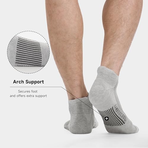 BAMBOO COOL Mens Athletic Ankle Socks Moisture Wicking Cushioned 8 Pack - color: 4*black/4*grey, size: X-Large