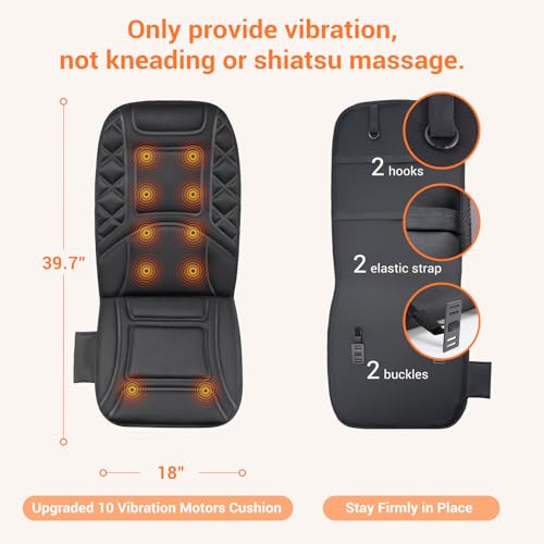 CARSHION 10 Vibrating Massage Nodes Back Massager Chair Pad for Pain Relief - color: Black-10vibration Motor